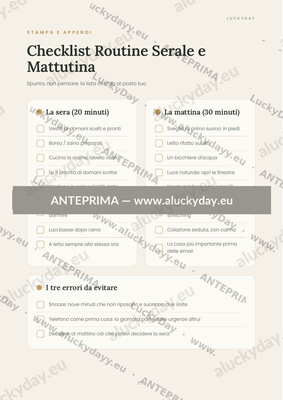Checklist Routine Serale e Mattutina — Stampabile (PDF) - immagine 2