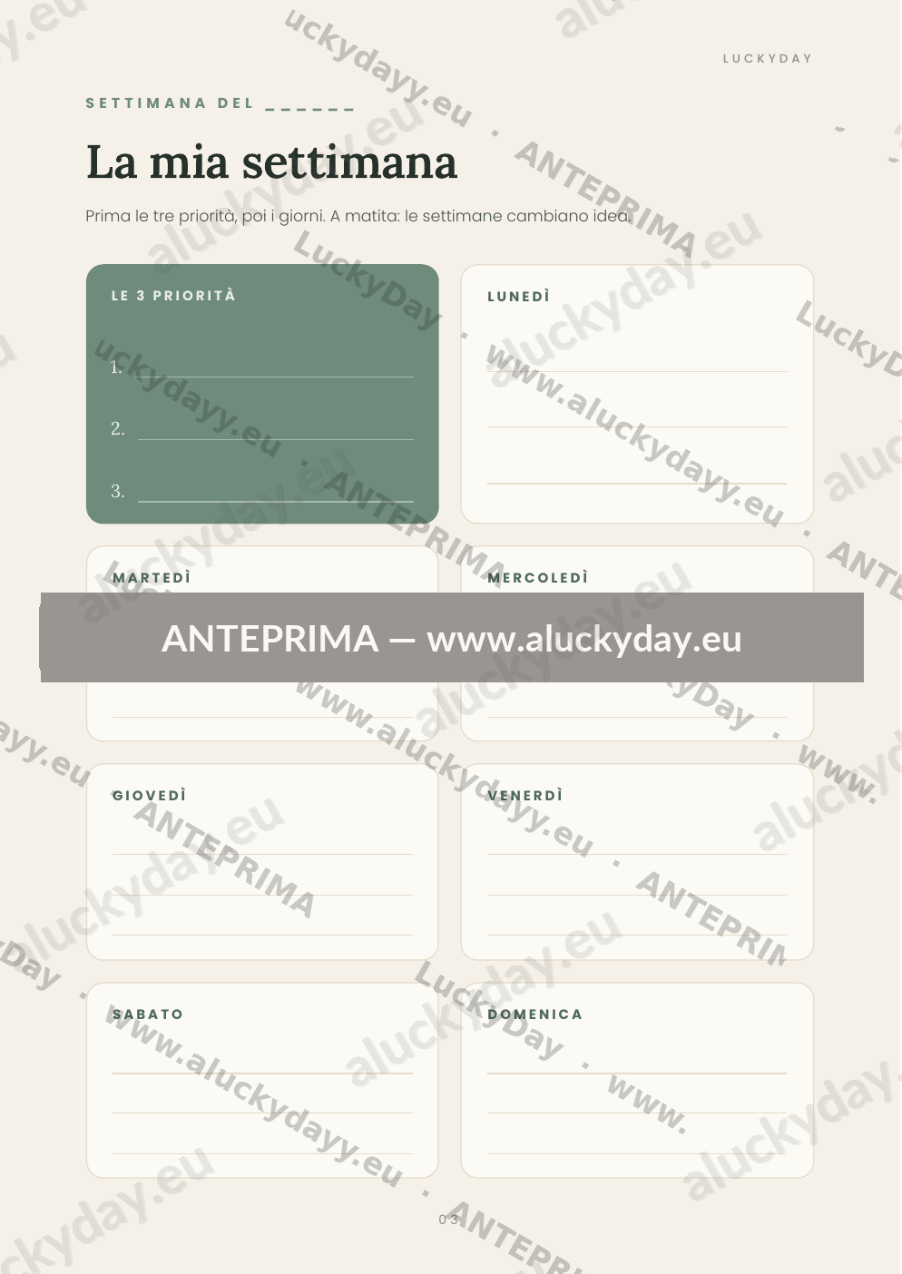 Planner Settimanale Essenziale — Stampabile (PDF) - immagine 2
