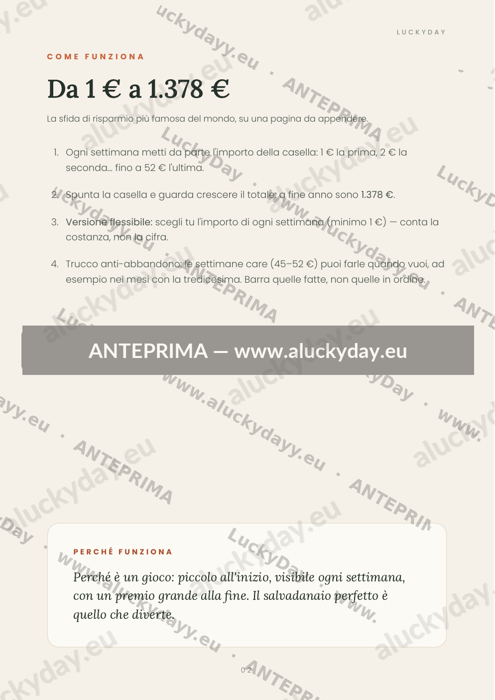 Sfida delle 52 Settimane — Tabella di risparmio stampabile (PDF) - immagine 2